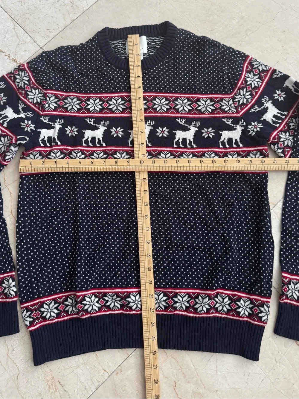 Men's Navy Fair Isle Reindeer Crewneck Sweater 100% cotton